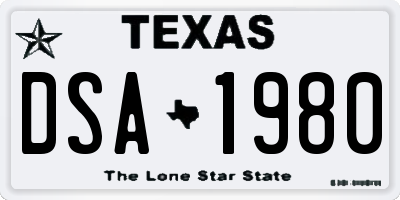 TX license plate DSA1980