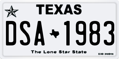 TX license plate DSA1983