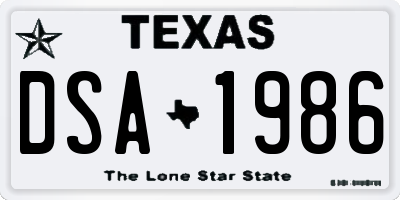 TX license plate DSA1986