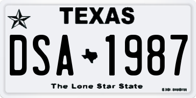 TX license plate DSA1987