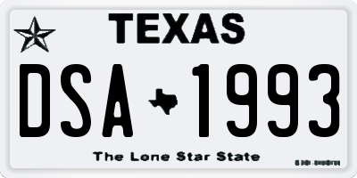 TX license plate DSA1993