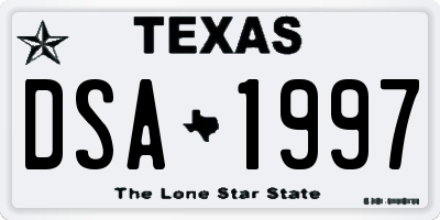TX license plate DSA1997