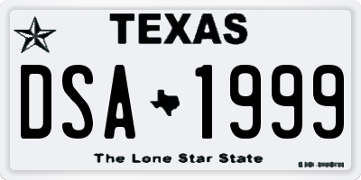 TX license plate DSA1999
