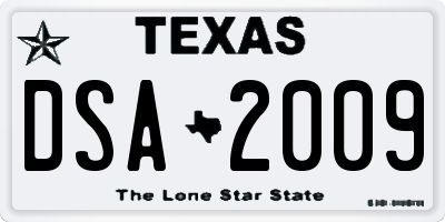TX license plate DSA2009
