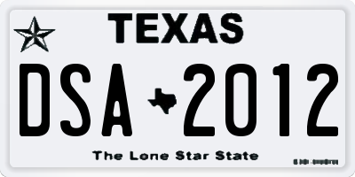 TX license plate DSA2012