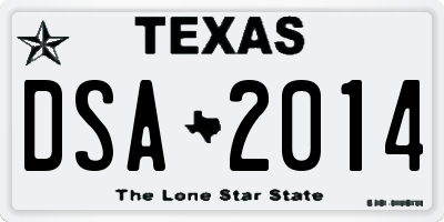 TX license plate DSA2014