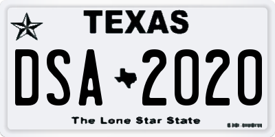 TX license plate DSA2020