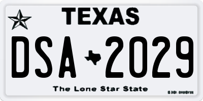 TX license plate DSA2029