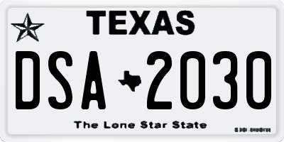 TX license plate DSA2030