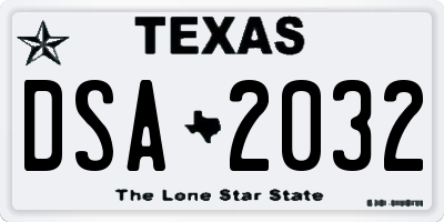 TX license plate DSA2032