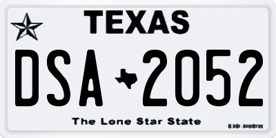 TX license plate DSA2052