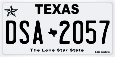 TX license plate DSA2057