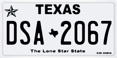 TX license plate DSA2067