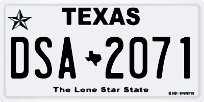 TX license plate DSA2071