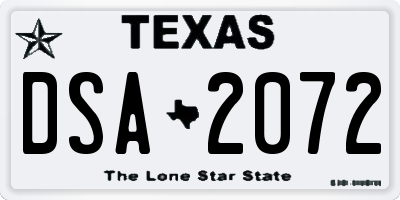 TX license plate DSA2072