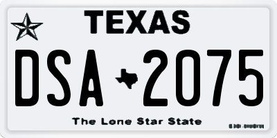 TX license plate DSA2075
