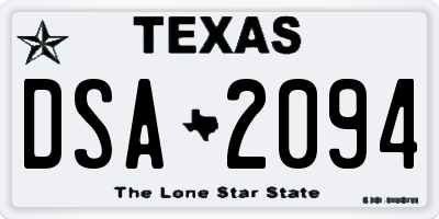 TX license plate DSA2094