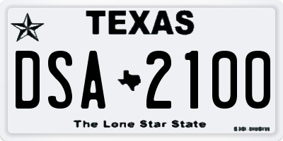 TX license plate DSA2100
