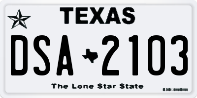 TX license plate DSA2103