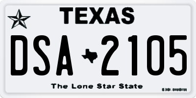 TX license plate DSA2105
