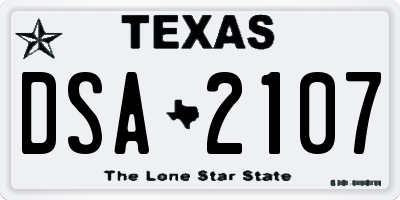 TX license plate DSA2107