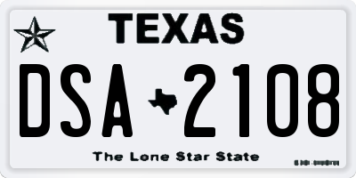 TX license plate DSA2108
