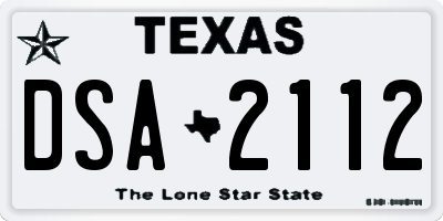 TX license plate DSA2112
