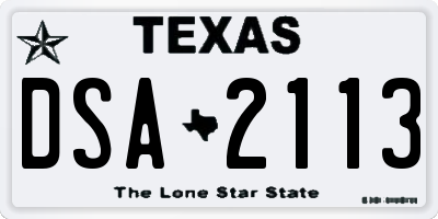 TX license plate DSA2113