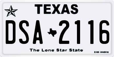 TX license plate DSA2116