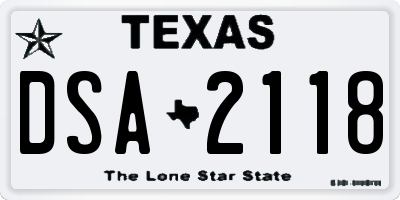 TX license plate DSA2118