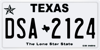 TX license plate DSA2124