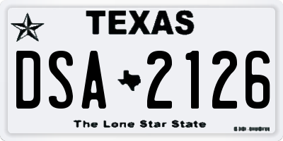 TX license plate DSA2126