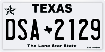 TX license plate DSA2129