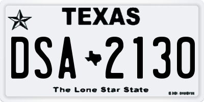 TX license plate DSA2130
