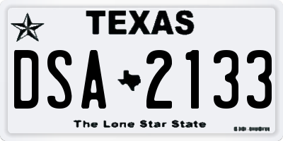 TX license plate DSA2133