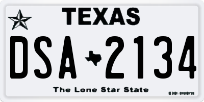 TX license plate DSA2134