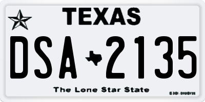 TX license plate DSA2135