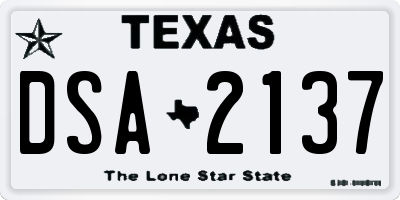 TX license plate DSA2137