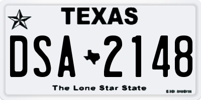 TX license plate DSA2148