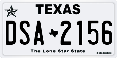 TX license plate DSA2156