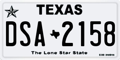 TX license plate DSA2158