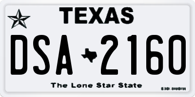 TX license plate DSA2160