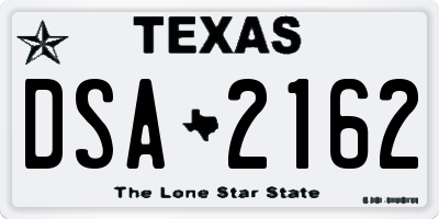 TX license plate DSA2162