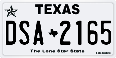 TX license plate DSA2165