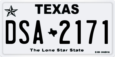 TX license plate DSA2171