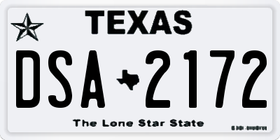 TX license plate DSA2172
