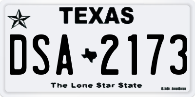 TX license plate DSA2173