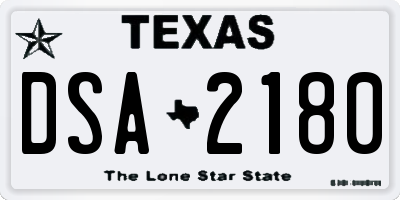 TX license plate DSA2180
