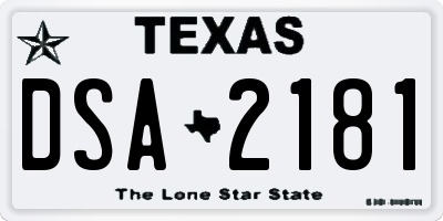 TX license plate DSA2181