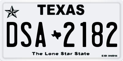 TX license plate DSA2182
